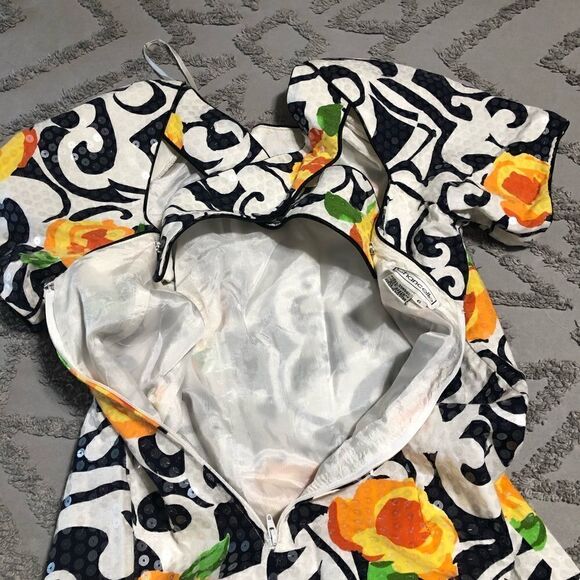 vintage Chancelle abstract floral print sequined dress size 6 - Picture 4 of 14